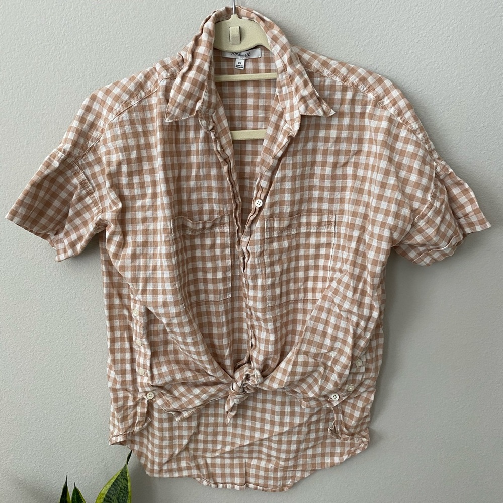 Madewell lightweight tie front button shirt